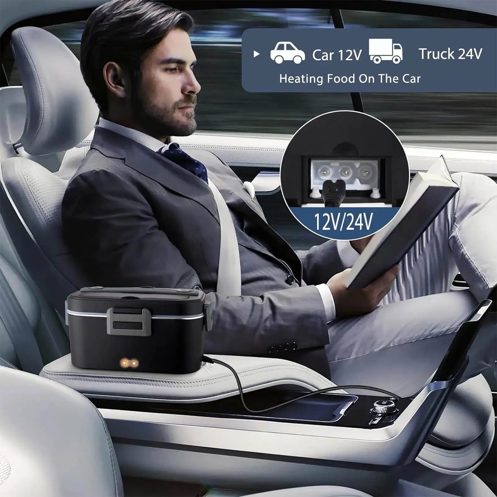 2 w 1 elektryczny lunch box, nieprzeciekający, podręczny podgrzewacz do jedzenia.